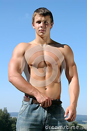 Young Muscular Athlete Stock Photo