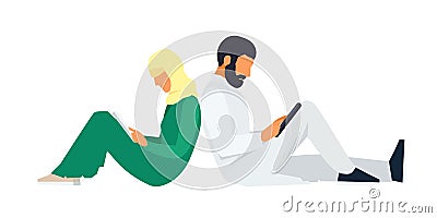 Young Muslim couple in a flat style. Vector Illustration