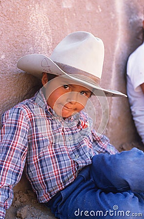 Young Native American boy sitting Editorial Stock Photo