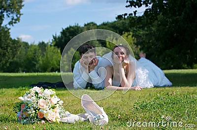 Young newlywed couple Stock Photo