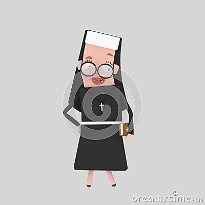 Young nun 3D Cartoon Illustration