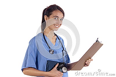 Young nurse practitioner ready to take vital Stock Photo