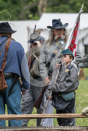 Young and Old Defend the South Editorial Stock Photo