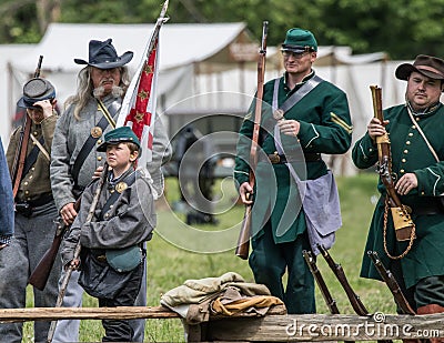 Young and Old Defend the South Editorial Stock Photo