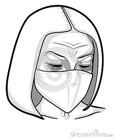 Old woman with a veil Stock Photo