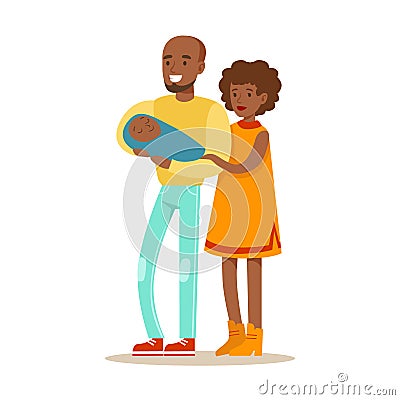 Young Parents Holding Baby, Happy Family Having Good Time Together Illustration Vector Illustration