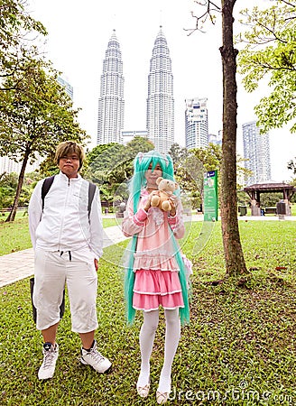 Young participants of the 2014 Comic Fiesta in front of Kuala Lumpur Convention Centre. Editorial Stock Photo