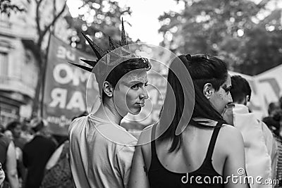 Young participants march up in the annual LGBT Pride Parade in Buenos Aires Editorial Stock Photo