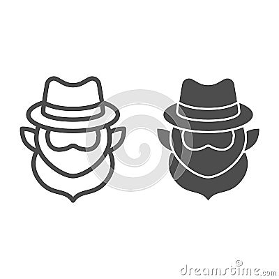 Young Patrick with a beard line and solid icon. Leprechaun avatar outline style pictogram on white background. Patrick Vector Illustration