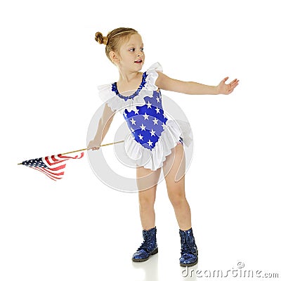 Young Patriot Beckoning Stock Photo