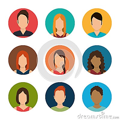 Young people avatar silhouette Vector Illustration