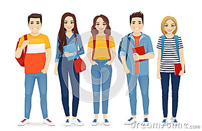 Young people in casual clothes Vector Illustration