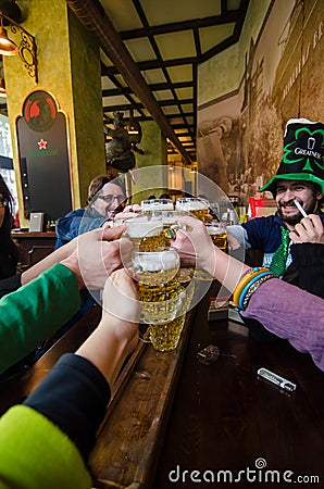 Young people celebrating Saint Patrick day Editorial Stock Photo