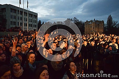 Young people on the concert. Editorial Stock Photo