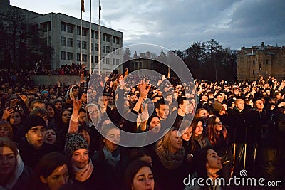 Young people on the concert. Editorial Stock Photo