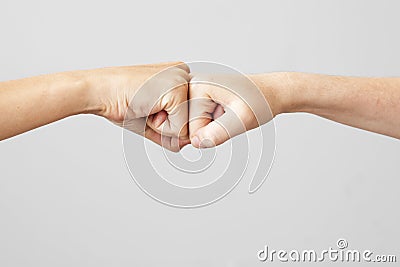 Young people are fist bumping Stock Photo