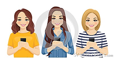 Young people with gadgets Vector Illustration