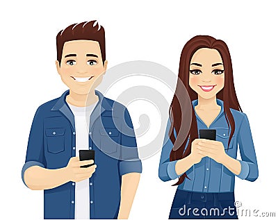 Young people with gadgets Vector Illustration