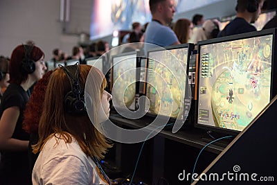 Young people at Gamescom at Cologne Editorial Stock Photo