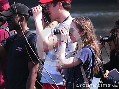 Students Birdwatching In A Park In New Jersey, Editorial Editorial Stock Photo