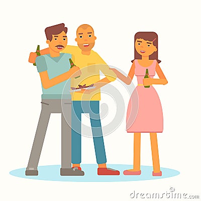 Young people on picnic flat color illustration Vector Illustration