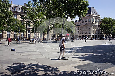 Young people skate at Republic square Editorial Stock Photo