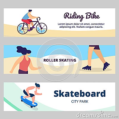 Young People Summer Time Sports Activity in Park Vector Illustration