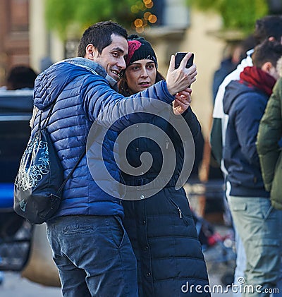 Young people taking a selfie Editorial Stock Photo