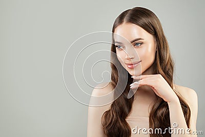 Young perfect woman spa model with clear skin and long hair portrait Stock Photo