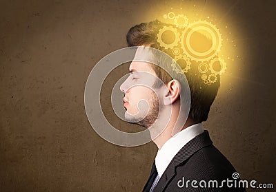 Young person thinking with a machine head illustration Cartoon Illustration