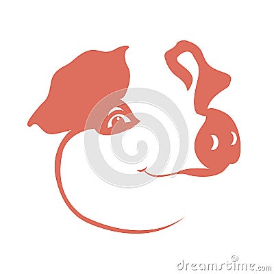 Young pig vector illustration style Flat head Vector Illustration