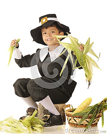 Young Pilgrim Husker Stock Photo