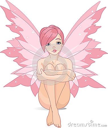 Young pink fairy Vector Illustration