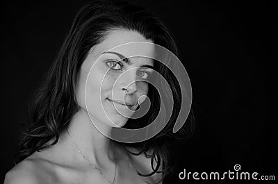 Portrait of brunette with gentle smile Stock Photo
