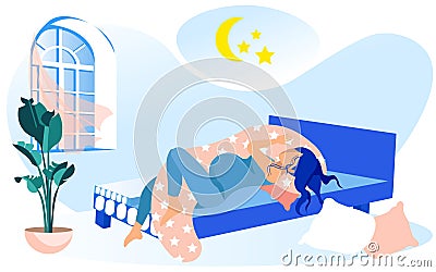 Young Prospective Mother, Sleeping in Her Bed Stock Photo