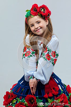 Young pretty girl in a ukrainian national costume Stock Photo