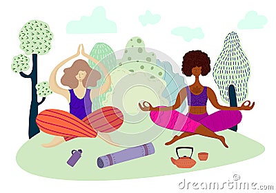 Yoga girls vector Set Vector Illustration