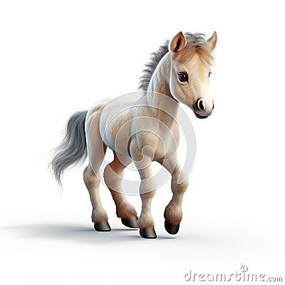 Young Pretty Pony - 3d Illustration On White Background Cartoon Illustration