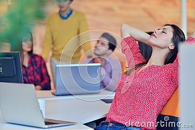 Young professionals work in modern office.Project manager team discussing. Stock Photo