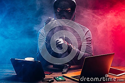 Programming expert hacker isolated Stock Photo