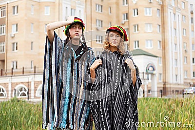 Young rastafarian couple Stock Photo