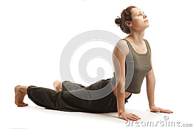 Young real yoga instructor practicing Stock Photo