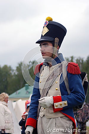 Young reenactor at Borodino battle historical reenactment in Russia Editorial Stock Photo