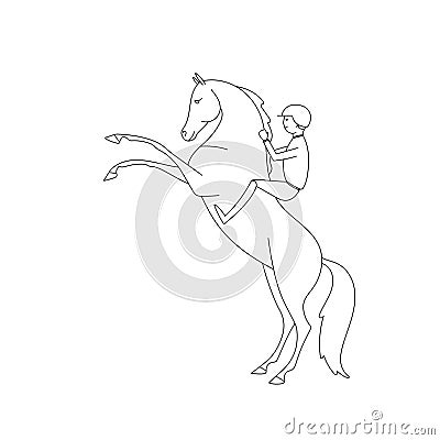 Young rider on a horse. Vector Illustration