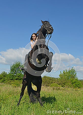 Young riding girl Stock Photo