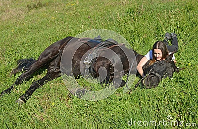 Young riding girl Stock Photo