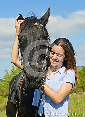 Young riding girl Stock Photo