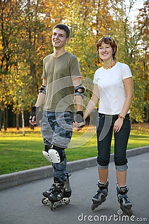 Young roller couple Stock Photo