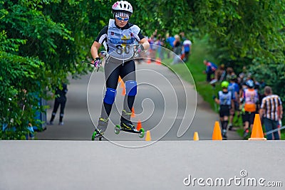 Young Roller skater on road Editorial Stock Photo