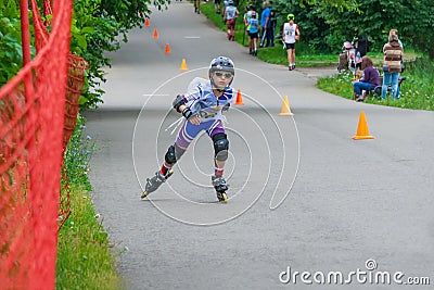 Young Roller skater is on the road Editorial Stock Photo
